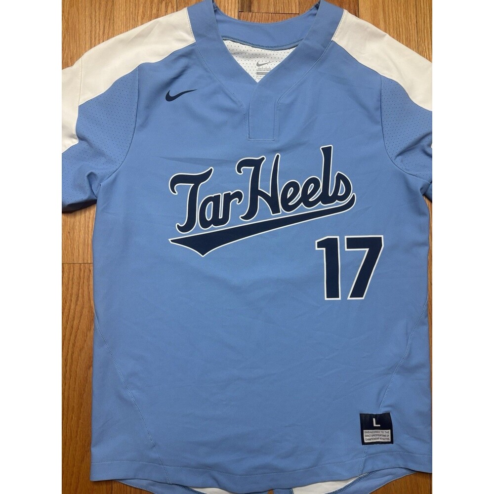 North Carolina Tar Heels Men Large Blue Nike Baseball Jersey NWT Team Issue - Picture 2 of 7
